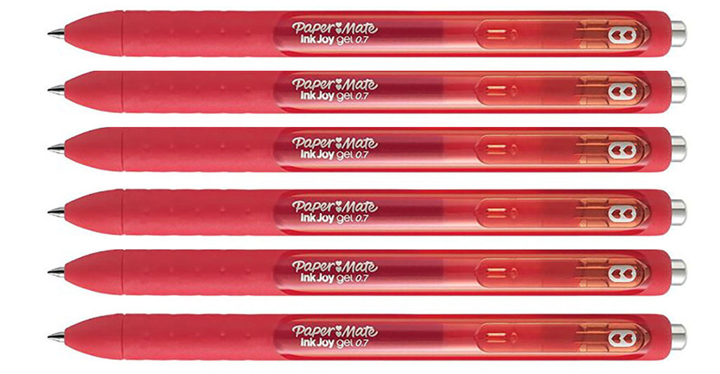 Paper Mate Inkjoy Gel Red Pen Medium Point 0.7 MM Retractable Pack of